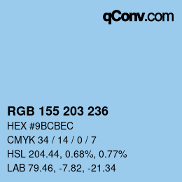 Color code: RGB 155 203 236 | qconv.com