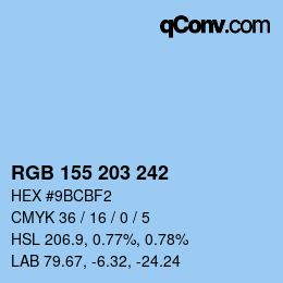 Color code: RGB 155 203 242 | qconv.com