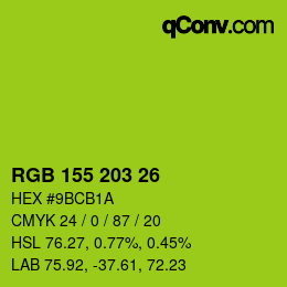 カラーコード: RGB 155 203 26 | qconv.com