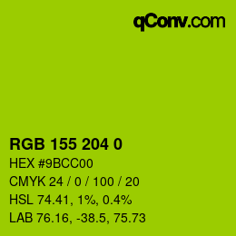 Color code: RGB 155 204 0 | qconv.com
