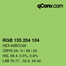Color code: RGB 155 204 104 | qconv.com