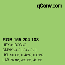 颜色代码: RGB 155 204 108 | qconv.com