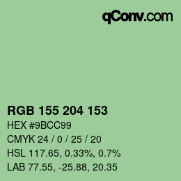 颜色代码: RGB 155 204 153 | qconv.com