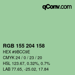 颜色代码: RGB 155 204 158 | qconv.com