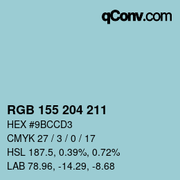 カラーコード: RGB 155 204 211 | qconv.com