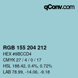 Code couleur: RGB 155 204 212 | qconv.com