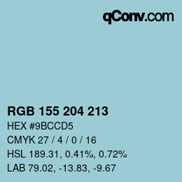 Color code: RGB 155 204 213 | qconv.com