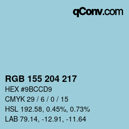 Color code: RGB 155 204 217 | qconv.com