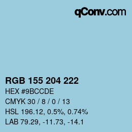 Color code: RGB 155 204 222 | qconv.com