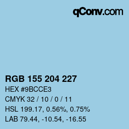 カラーコード: RGB 155 204 227 | qconv.com