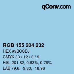 カラーコード: RGB 155 204 232 | qconv.com