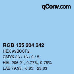 カラーコード: RGB 155 204 242 | qconv.com