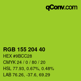 颜色代码: RGB 155 204 40 | qconv.com