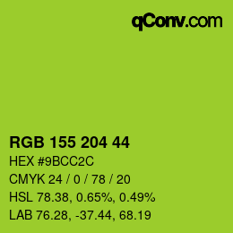 カラーコード: RGB 155 204 44 | qconv.com