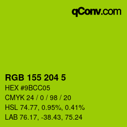 Color code: RGB 155 204 5 | qconv.com