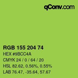 カラーコード: RGB 155 204 74 | qconv.com