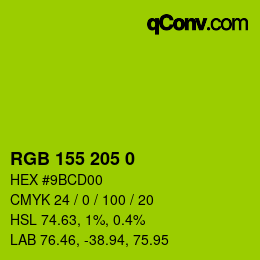 カラーコード: RGB 155 205 0 | qconv.com