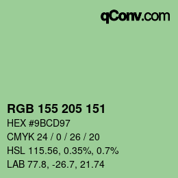 Color code: RGB 155 205 151 | qconv.com