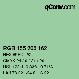 Color code: RGB 155 205 162 | qconv.com
