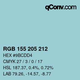 Color code: RGB 155 205 212 | qconv.com