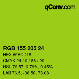 カラーコード: RGB 155 205 24 | qconv.com