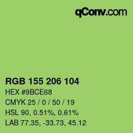 Color code: RGB 155 206 104 | qconv.com