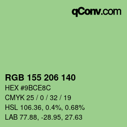 Color code: RGB 155 206 140 | qconv.com