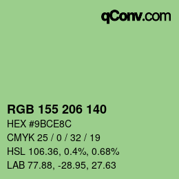 カラーコード: RGB 155 206 140 | qconv.com