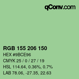 Color code: RGB 155 206 150 | qconv.com