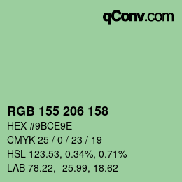 カラーコード: RGB 155 206 158 | qconv.com