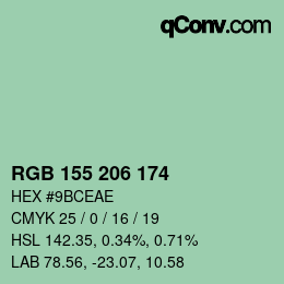 カラーコード: RGB 155 206 174 | qconv.com