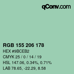 Color code: RGB 155 206 178 | qconv.com