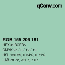 カラーコード: RGB 155 206 181 | qconv.com