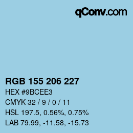 颜色代码: RGB 155 206 227 | qconv.com
