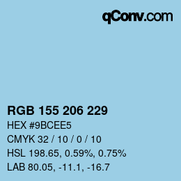 Color code: RGB 155 206 229 | qconv.com