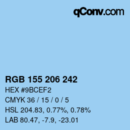 カラーコード: RGB 155 206 242 | qconv.com