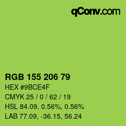 Color code: RGB 155 206 79 | qconv.com