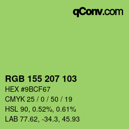 カラーコード: RGB 155 207 103 | qconv.com