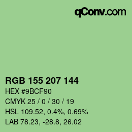 カラーコード: RGB 155 207 144 | qconv.com
