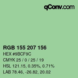 カラーコード: RGB 155 207 156 | qconv.com