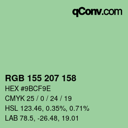 カラーコード: RGB 155 207 158 | qconv.com