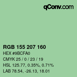 Color code: RGB 155 207 160 | qconv.com