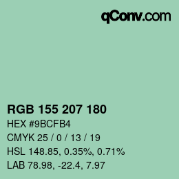 Color code: RGB 155 207 180 | qconv.com
