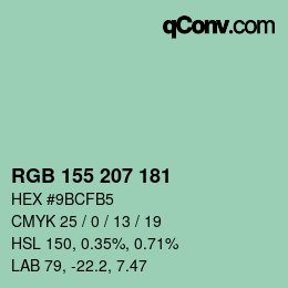 颜色代码: RGB 155 207 181 | qconv.com