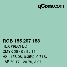 Color code: RGB 155 207 188 | qconv.com