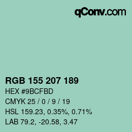 颜色代码: RGB 155 207 189 | qconv.com