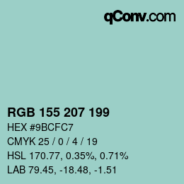 カラーコード: RGB 155 207 199 | qconv.com