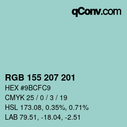 Color code: RGB 155 207 201 | qconv.com