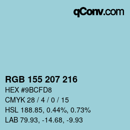 カラーコード: RGB 155 207 216 | qconv.com