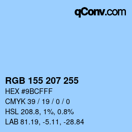 Color code: RGB 155 207 255 | qconv.com